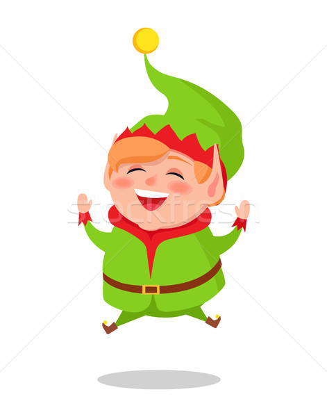Happy Elf Jumping High Vector Illustration Cartoon Stock photo © robuart