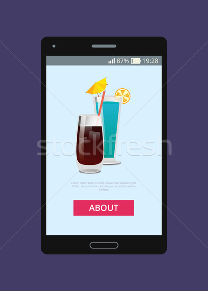 Imagine de stoc: Cocktail-uri · whisky · Cola · albastru · telefon · mobil · cerere