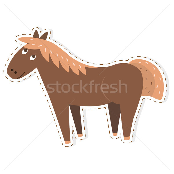 Cute Horse Cartoon Flat Vector Sticker or Icon Stock photo © robuart