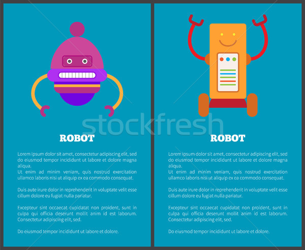 Robot Collection of Posters Vector Illustration Stock photo © robuart