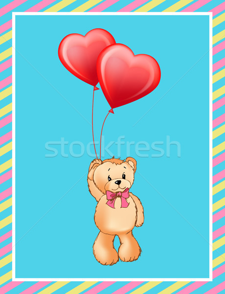 Stockfoto: Liefde · opschrift · poster · cute · teddybeer