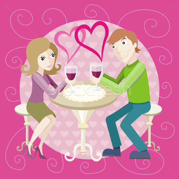 Date restaurant Valentin jeunes heureux amoureuse [[stock_photo]] © robuart