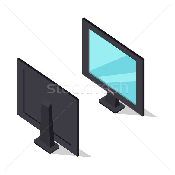 Telewizor izometryczny projekcja dwa wektora nowoczesne Zdjęcia stock © robuart