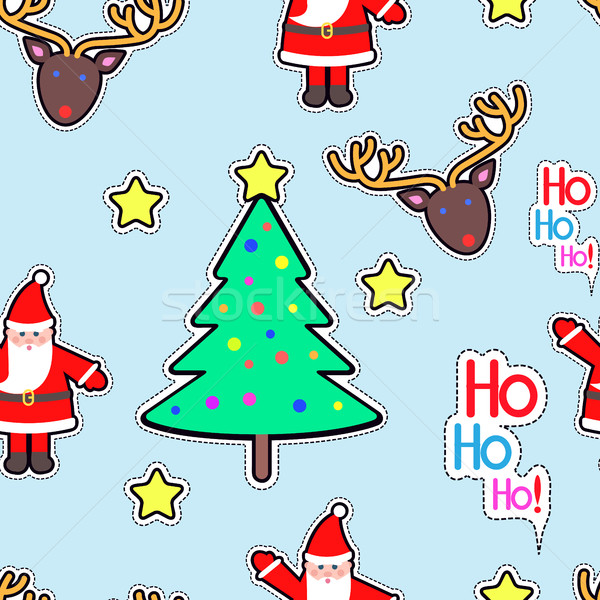 Santa Clause, Deer, Tree Star Seamless Pattern. Stock photo © robuart