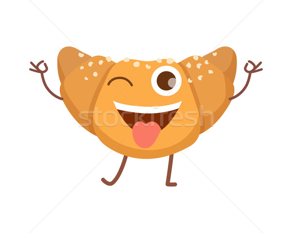 Süßigkeiten Symbol isoliert glücklich lächelnd Croissant Stock foto © robuart