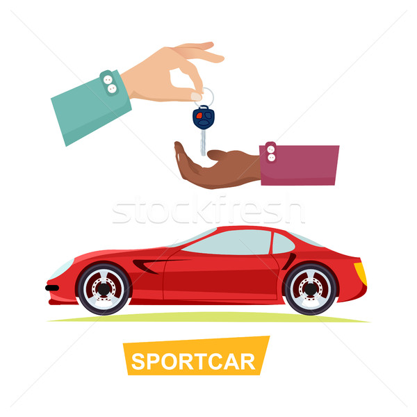 Stock photo: Hand Passing Key. Process of Buying Sportbike