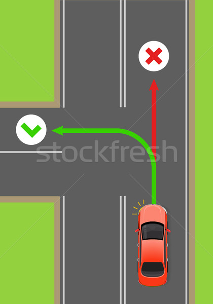 Car Left Turn Rule Flat Vector Diagram Stock photo © robuart