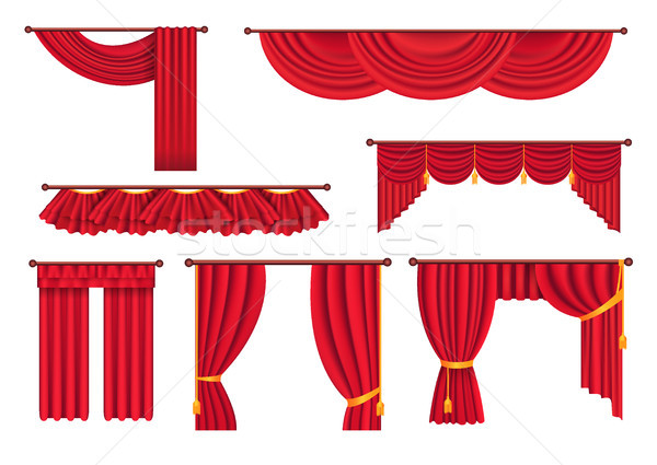 Scarlet Pompous Curtains Collection on White. Stock photo © robuart