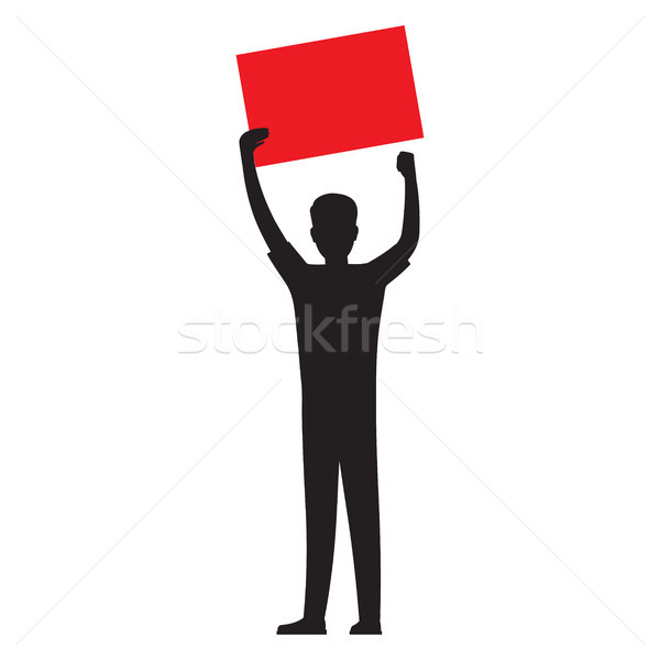 Man Silhouette with Red Paper Sheet Vector Stock photo © robuart