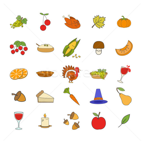 Thanksgiving Day Attributes Illustrations Set Stock photo © robuart