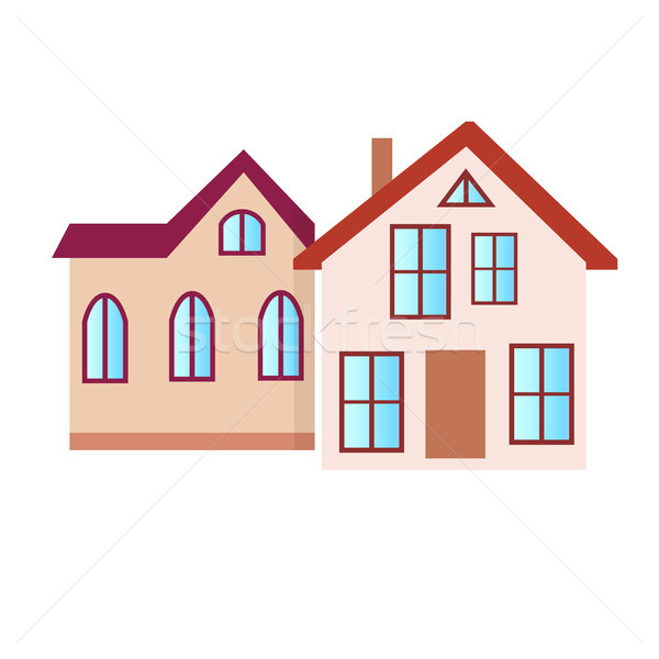 Two-floored residential building isolated on white close up illustration Stock photo © robuart