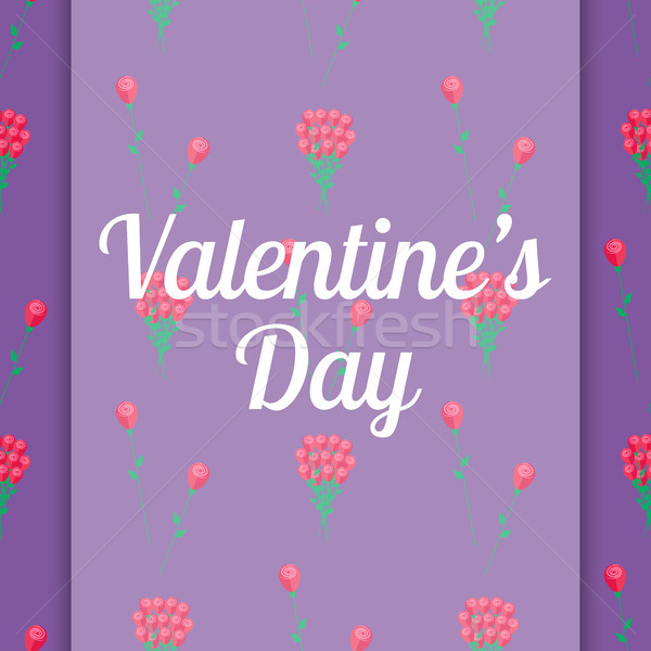 Valentin nap gratuláció kártya virágok felirat rózsaszín Stock fotó © robuart
