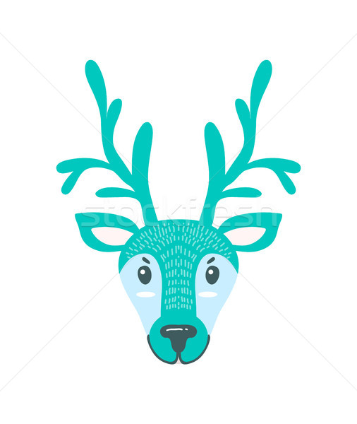 Furry North Pole Deer with Long Branchy Horns Stock photo © robuart