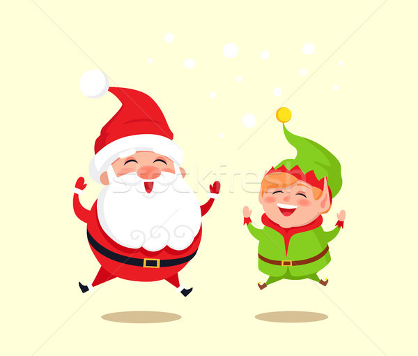 Santa Claus and Green Elf Icon Vector Illustration Stock photo © robuart