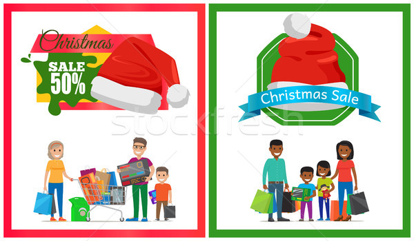Pair of Christmas Sale Cards Vector Illustration Stock photo © robuart