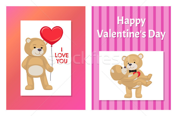 Stockfoto: Liefde · me · teddyberen · vector · hart · teken