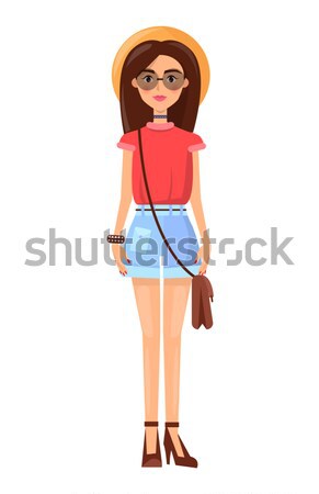 Woman with Hat Summer Mode Vector Illustration Stock photo © robuart