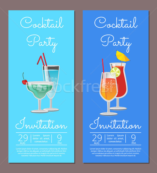 Stockfoto: Cocktail · party · uitnodiging · zomertijd · augustus · datum · tijd