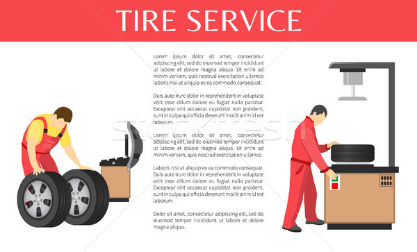 Tire Service Colorful Vector Banner of Car Garage Stock photo © robuart