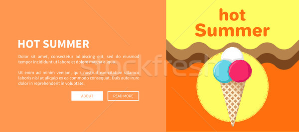 Hot Summer Web Posters Set with Ice Cream Vector Stock photo © robuart