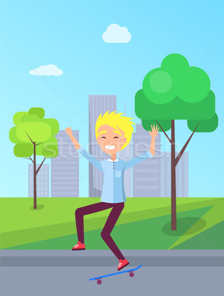 Stock photo: City Hobby Skateboarding, Vector Illustration