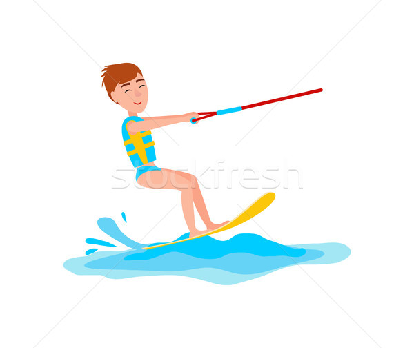 Kitesurfing and Happy Boy Vector Illustration Stock photo © robuart