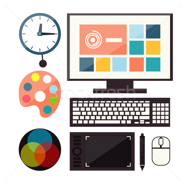 Set of colorful graphic, web design icons Stock photo © robuart