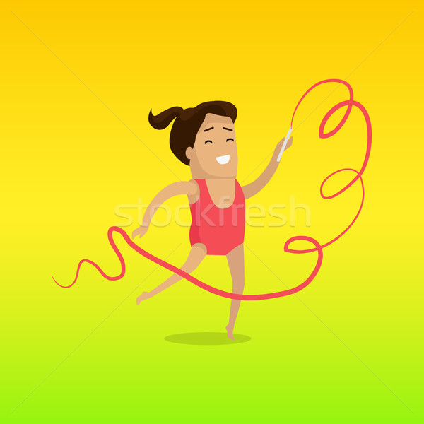 Gimnast panglică vector proiect femeie zambitoare Imagine de stoc © robuart