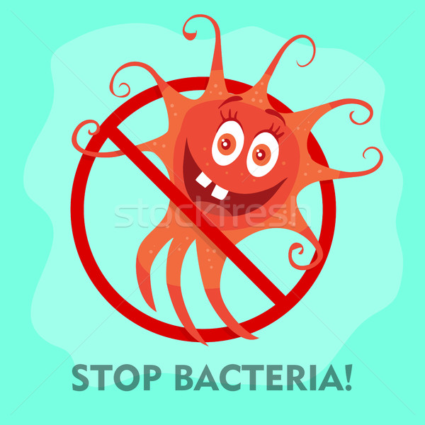 Zdjęcia stock: Stop · bakteria · cartoon · nie · wirusa · podpisania