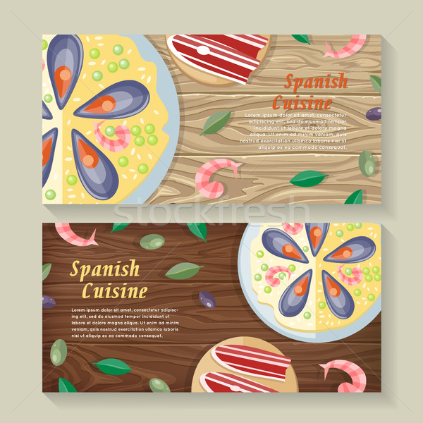 Spanish Cuisine Web Banner. Paella. Jamon. Tapas Stock photo © robuart