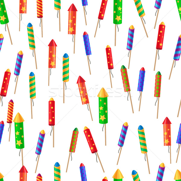 Seamless Pattern of Glossy Exploding Rockets. Stock photo © robuart