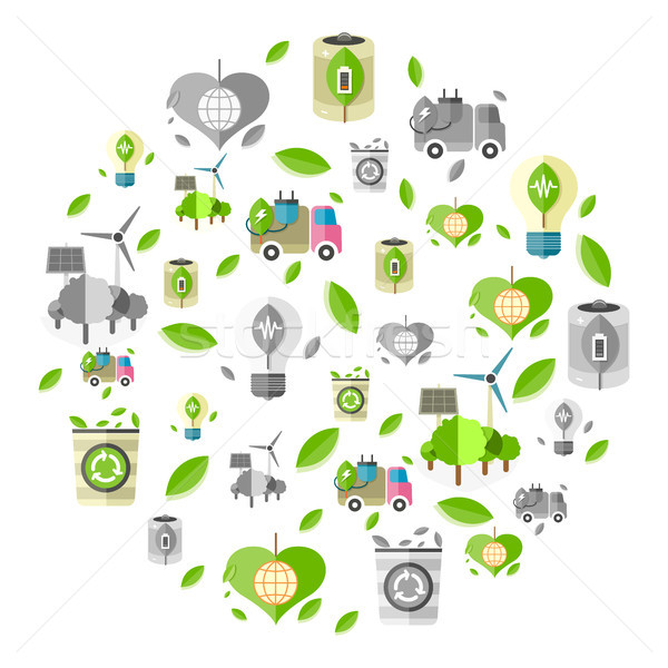 Clean Energy Symbols Formed in Circle Illustration Stock photo © robuart