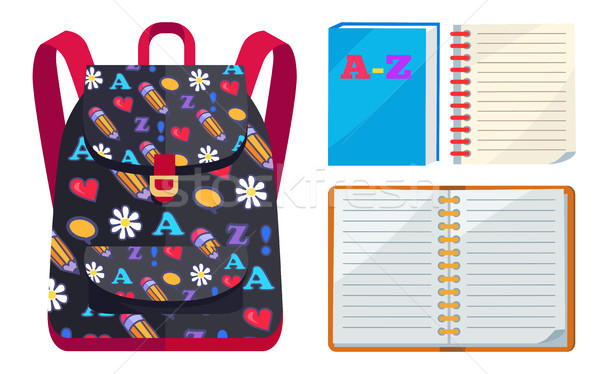 Backpack for Kids with ABC Open Copybook Vector Stock photo © robuart
