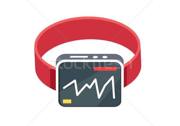 Red Smart Watch Flat Style on White Background Stock photo © robuart