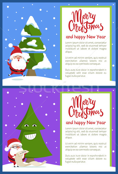 Stockfoto: Vrolijk · christmas · tekst · gelukkig · nieuwjaar · posters · monster