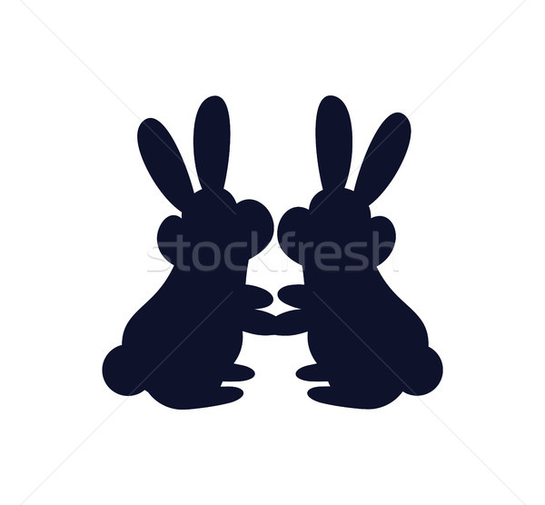 Bunnies Together Silhouette Vector Illustration Stock photo © robuart