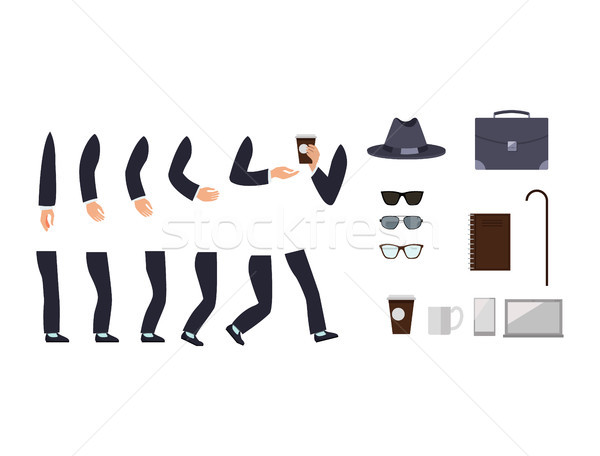 Stock photo: Businessman Character Constructor with Accessories