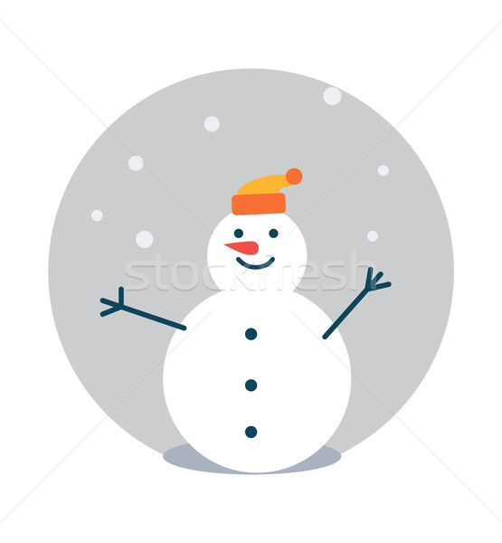 Boneco de neve seis cartaz laranja cor Foto stock © robuart