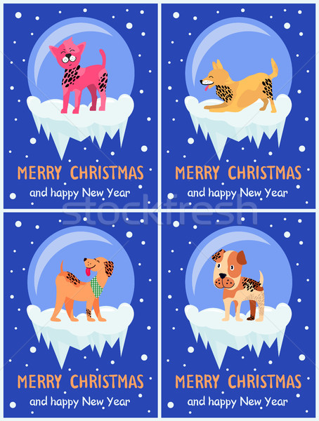 Merry Christmas and Happy New Year Festive Posters Stock photo © robuart