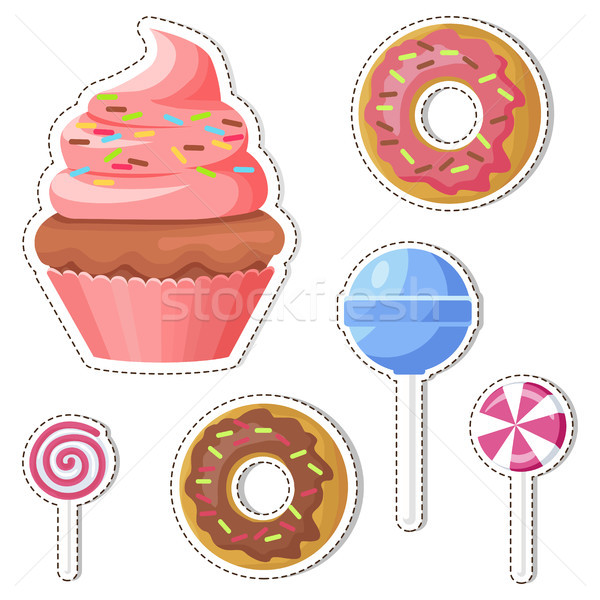 Cartoon Sweets Vector Stickers or Icons Set Stock photo © robuart