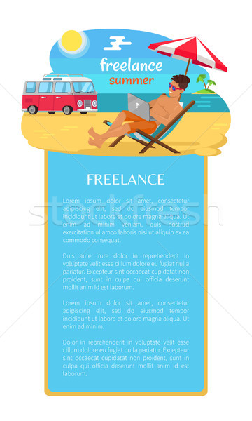 Freelance zomer man tekst monster afgelegen Stockfoto © robuart
