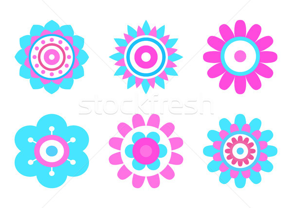 Geometric Shape Flowers Made of Simple Circles Stock photo © robuart