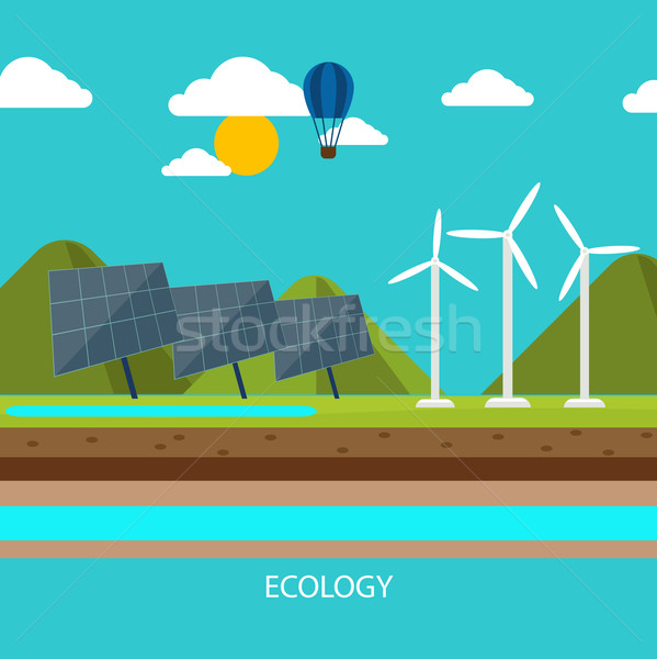 Stockfoto: Hernieuwbare · energie · zoals · zonne · wind · macht · generatie