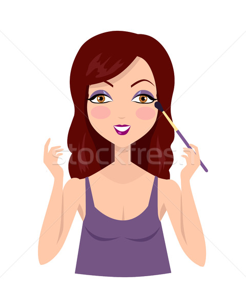 Girl Making Make up with Eyeshadow Brush. Stock photo © robuart