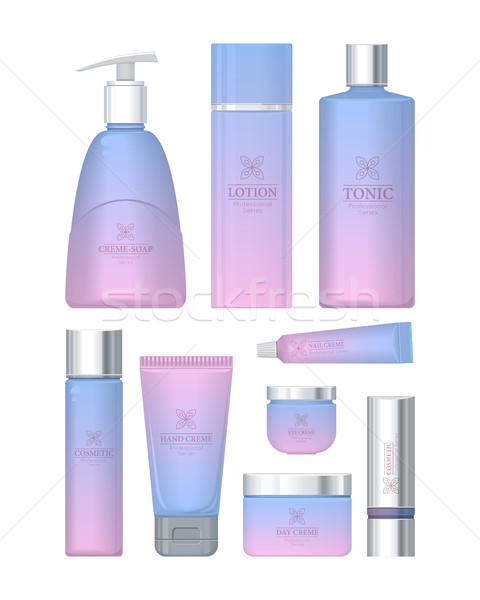 Foto stock: Profissional · cosmético · conjunto · isolado · vetor · mão