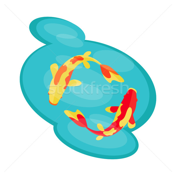 Fish Yellow and Red Swimming in Lake on White. Stock photo © robuart