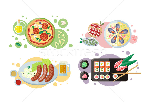 National Dishes and Drinks Web Banners. Vector Stock photo © robuart