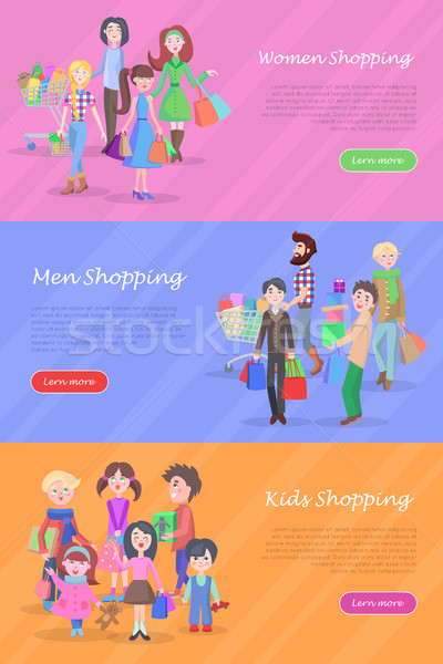 People Shopping Web Banners Set in Flat Design Stock photo © robuart