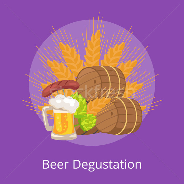 Beer Degustation Vector Illustration Wooden Casks Stock photo © robuart