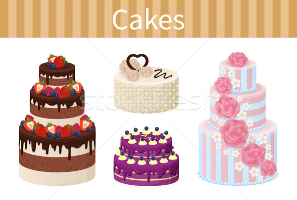 Various Delicious Desserts Vector Illustration Stock photo © robuart